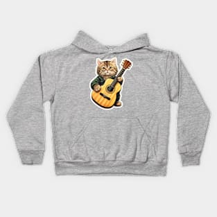 Cat Playing Guitar - Funny Guitar Cat T-Shirt Kids Hoodie